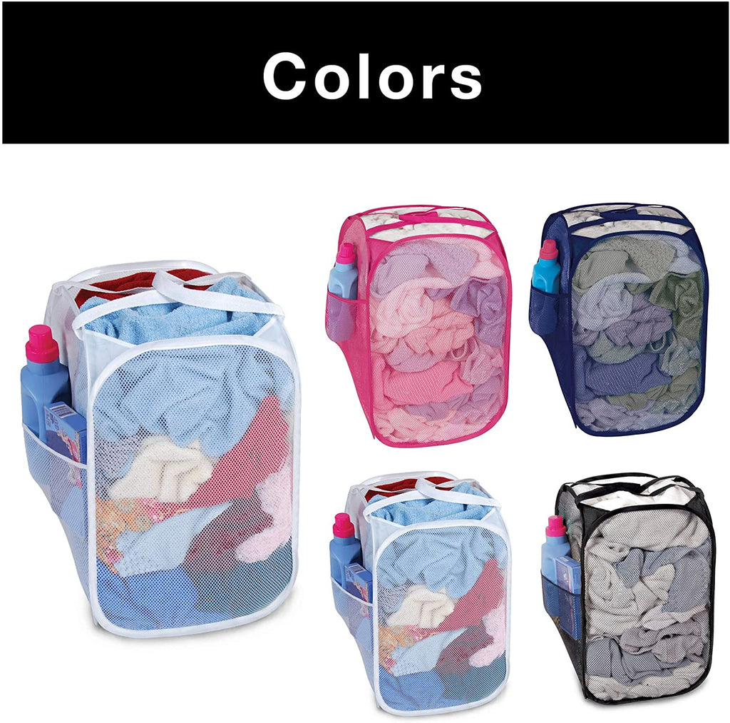 Pop-Up Laundry Hamper with Easy Carry Handles and Side Pocket