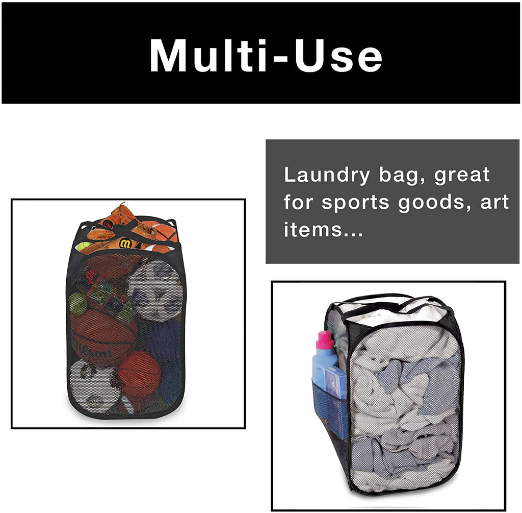 Pop-Up Laundry Hamper with Easy Carry Handles and Side Pocket