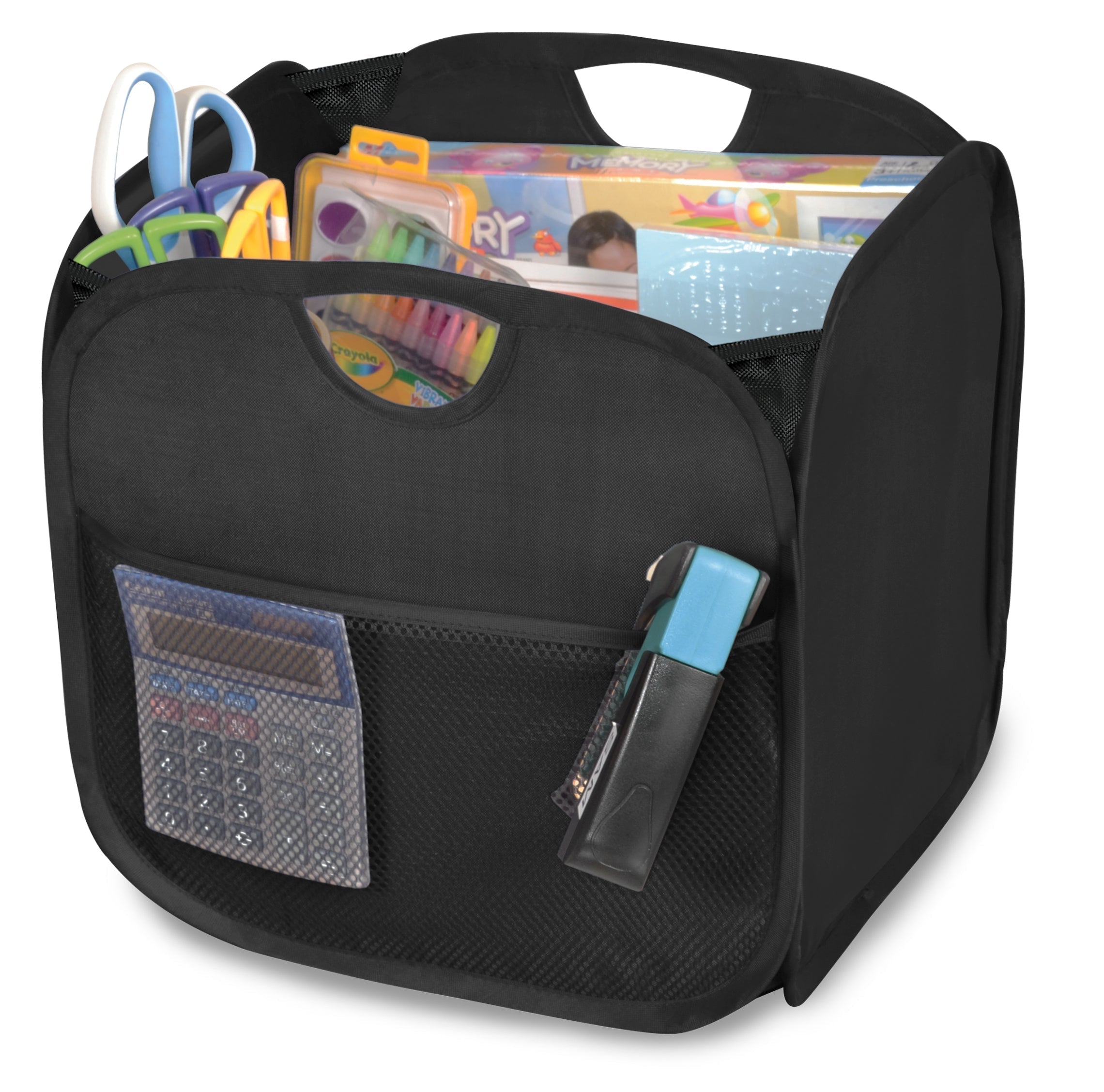 Pop-Up Organizer Cube - Set of 4 - Folds Flat 10.5 x 11 Inch - Black