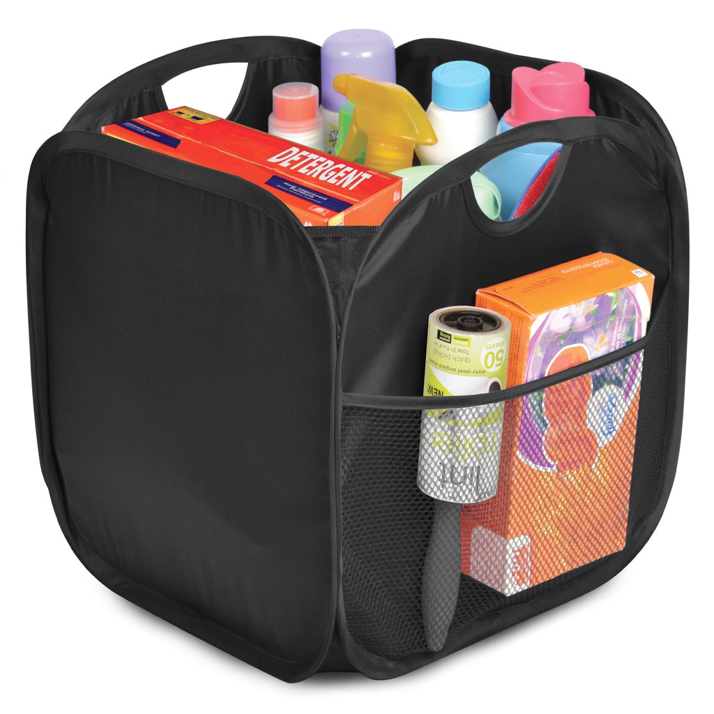 Pop-Up Organizer Cube - Set of 4 - Folds Flat 10.5 x 11 Inch - Black
