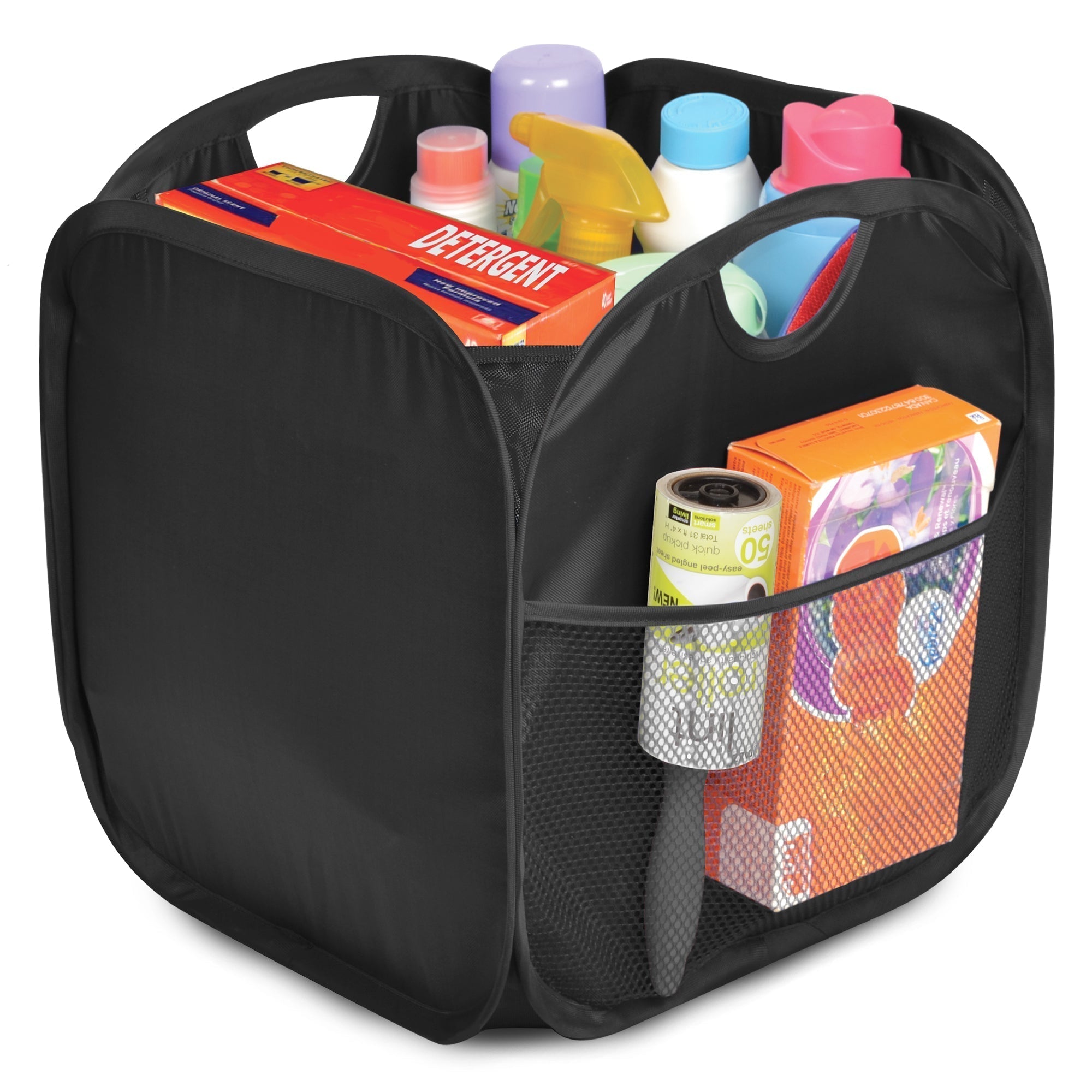 Pop-Up Organizer Cube - Set of 4 - Folds Flat 10.5 x 11 Inch - Black