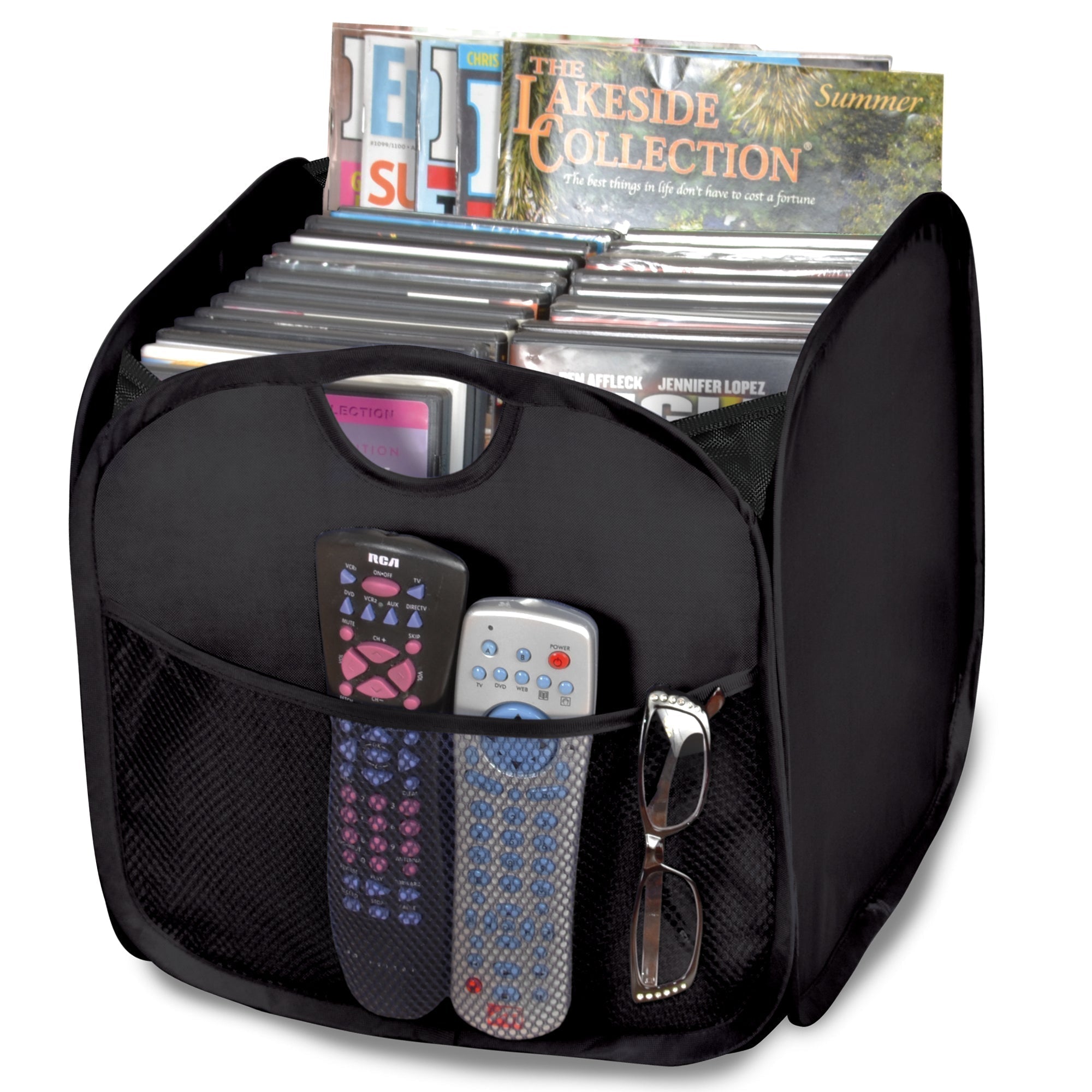Pop-Up Organizer Cube - Set of 4 - Folds Flat 10.5 x 11 Inch - Black