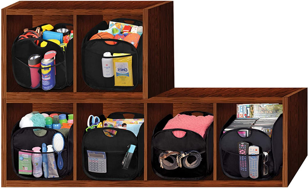 Pop-Up Organizer Cube - Set of 4 - Folds Flat 10.5 x 11 Inch - Black