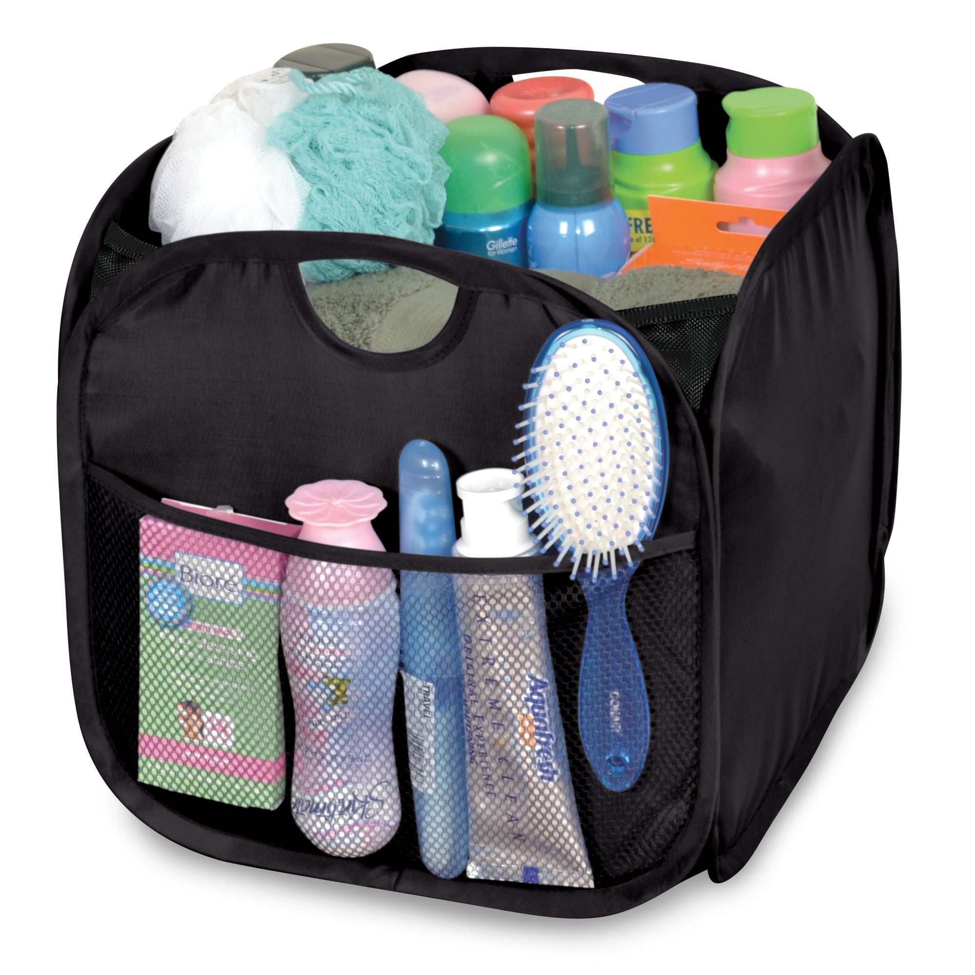 Pop-Up Organizer Cube - Set of 4 - Folds Flat 10.5 x 11 Inch - Black