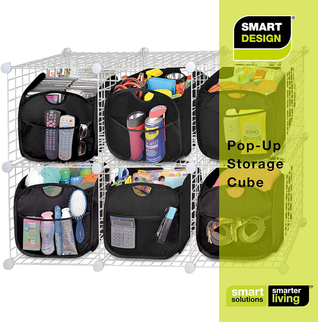 Pop-Up Organizer Cube - Set of 4 - Folds Flat 10.5 x 11 Inch - Black