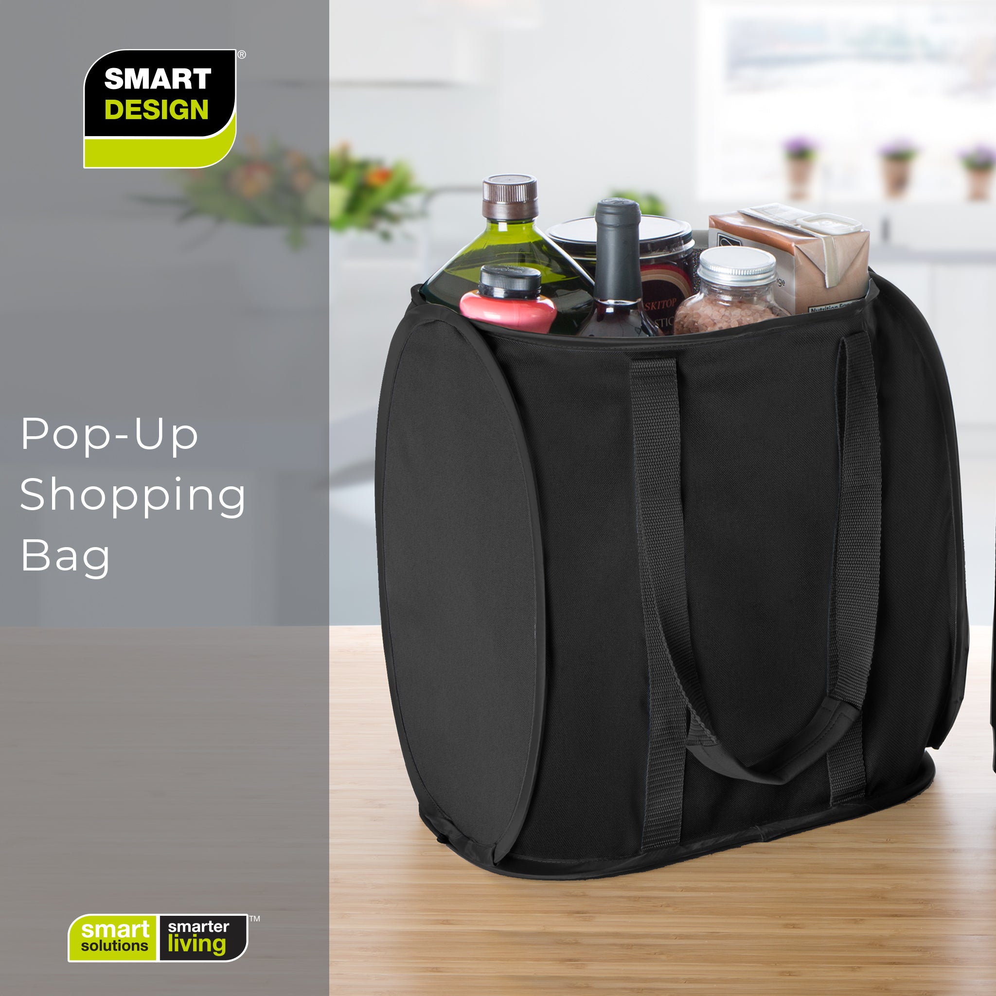 Pop-Up Reusable Shopping Bag - Black