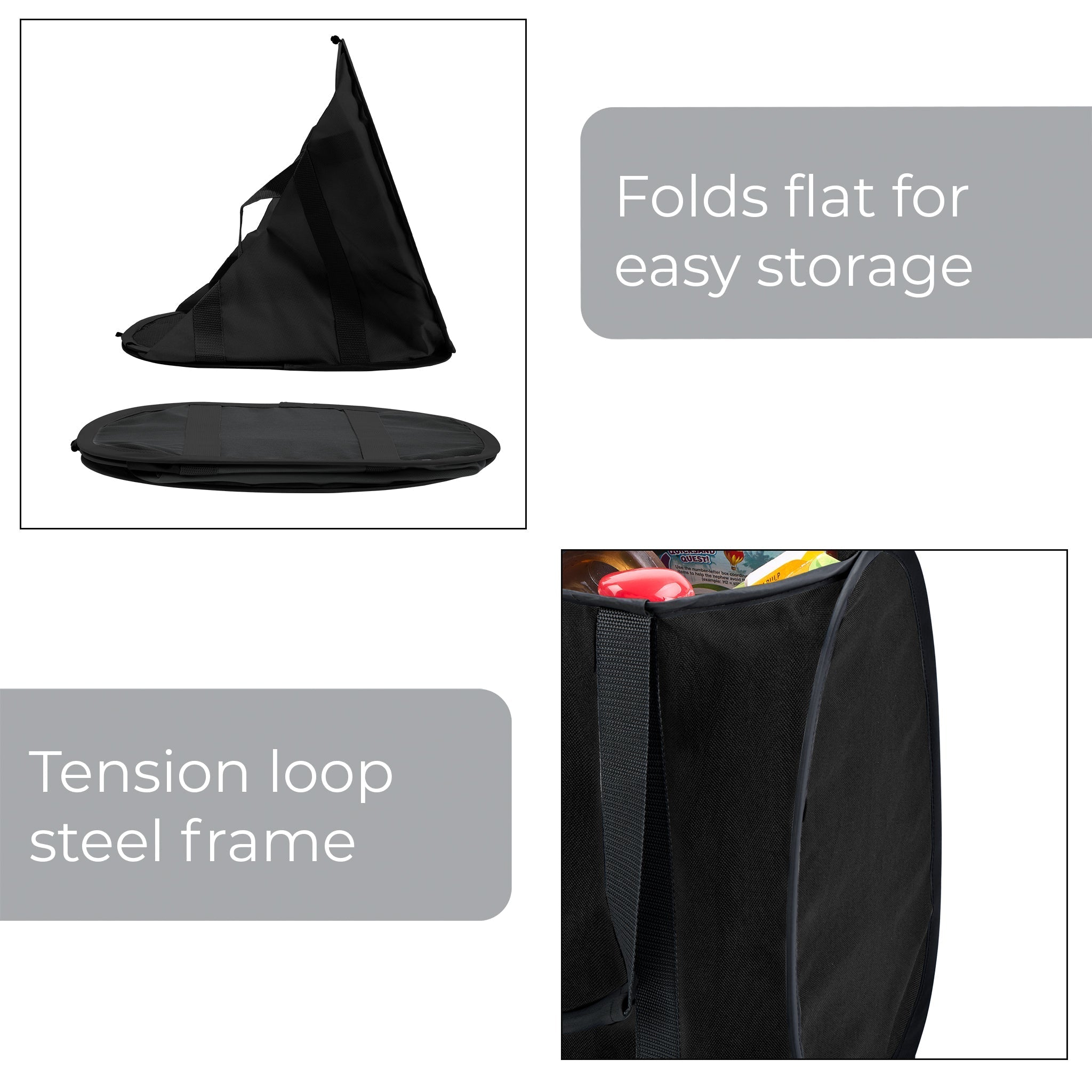 Pop-Up Reusable Shopping Bag - Black