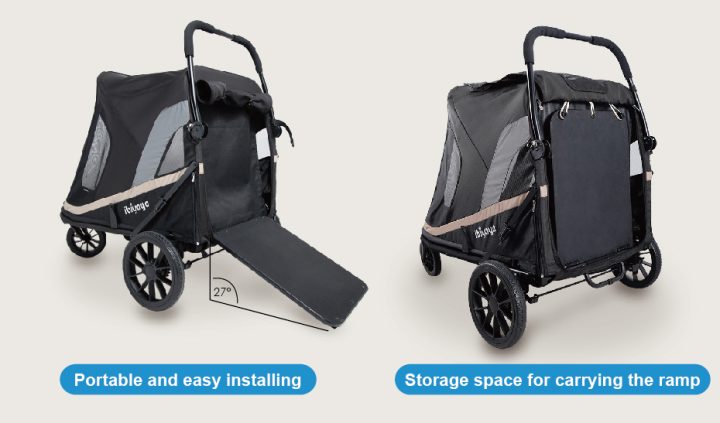 Ibiyaya Grand Cruiser Large Dog Stroller, 4-Wheel Foldable Big Dog Pram for Large Breeds, Senior & Injured Pets