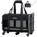 Katziela Quilted Chariot Pet Carrier With Removable Wheels and Telescopic Handle
