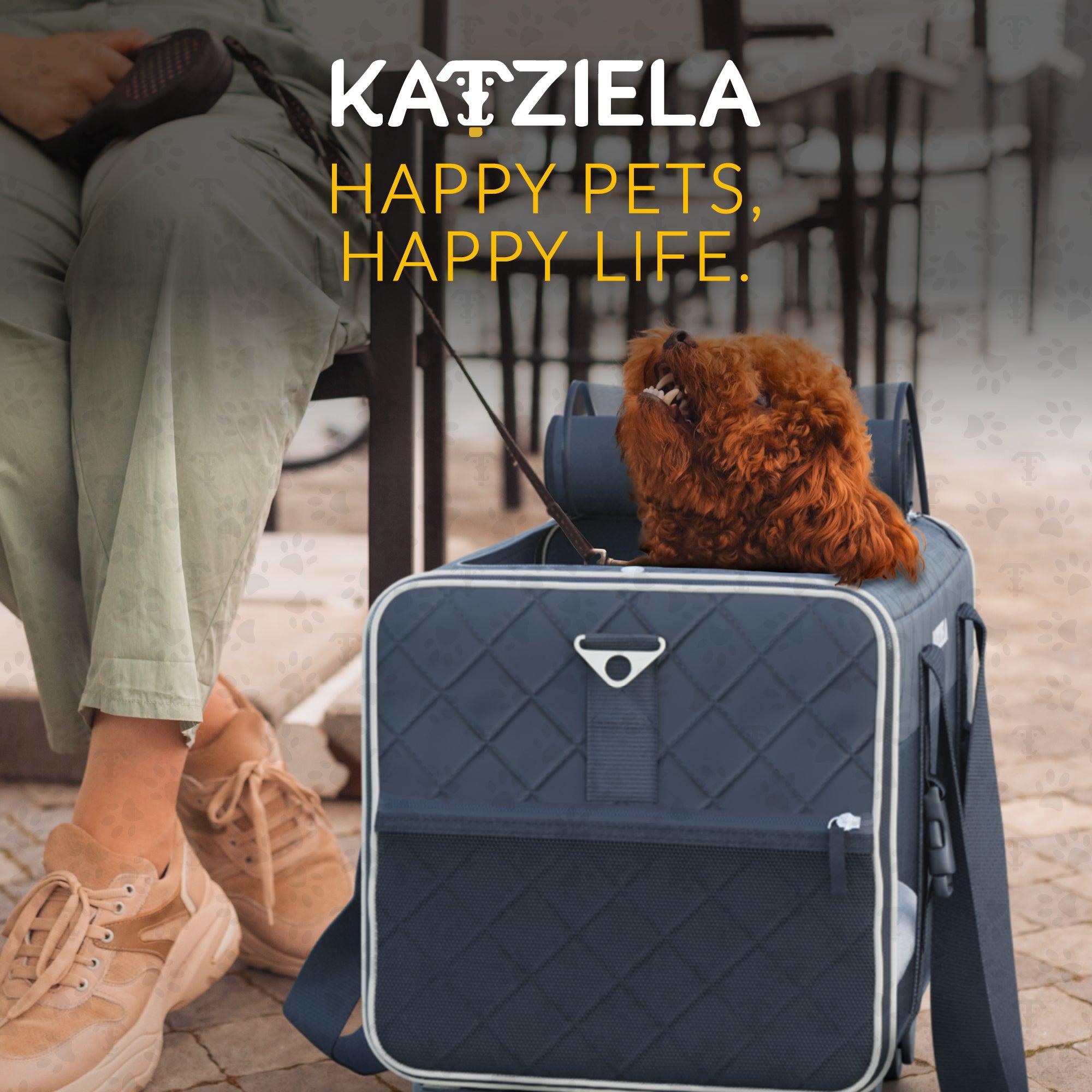 Katziela Quilted Chariot Pet Carrier With Removable Wheels and Telescopic Handle