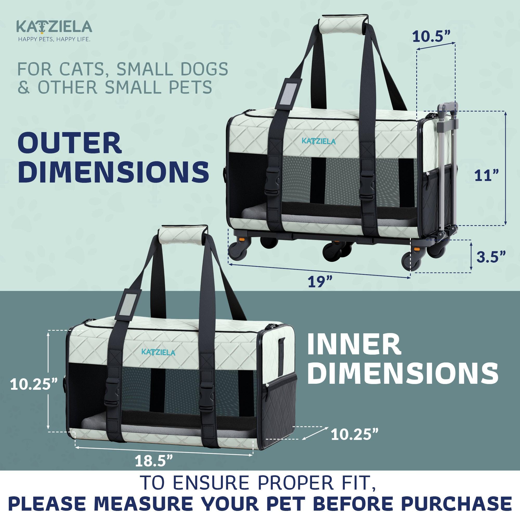Katziela Quilted Chariot Pet Carrier With Removable Wheels and Telescopic Handle
