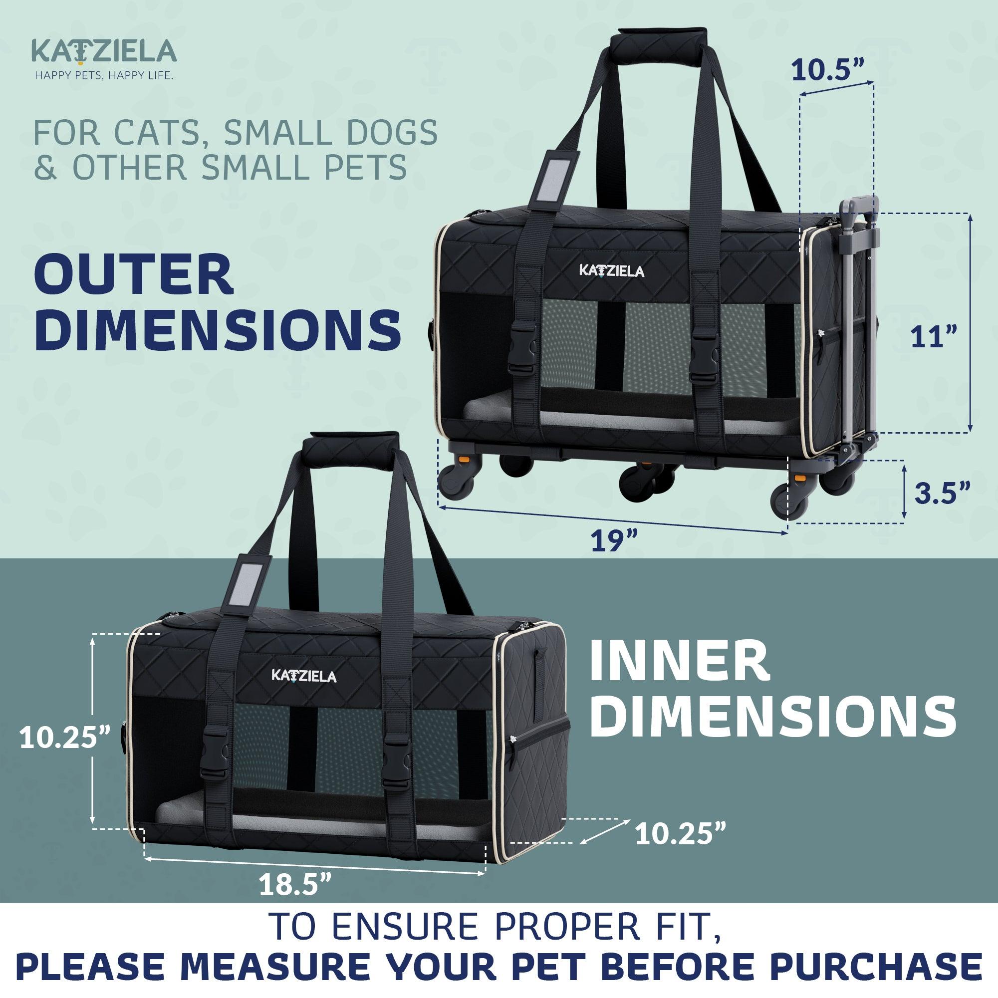 Katziela Quilted Chariot Pet Carrier With Removable Wheels and Telescopic Handle