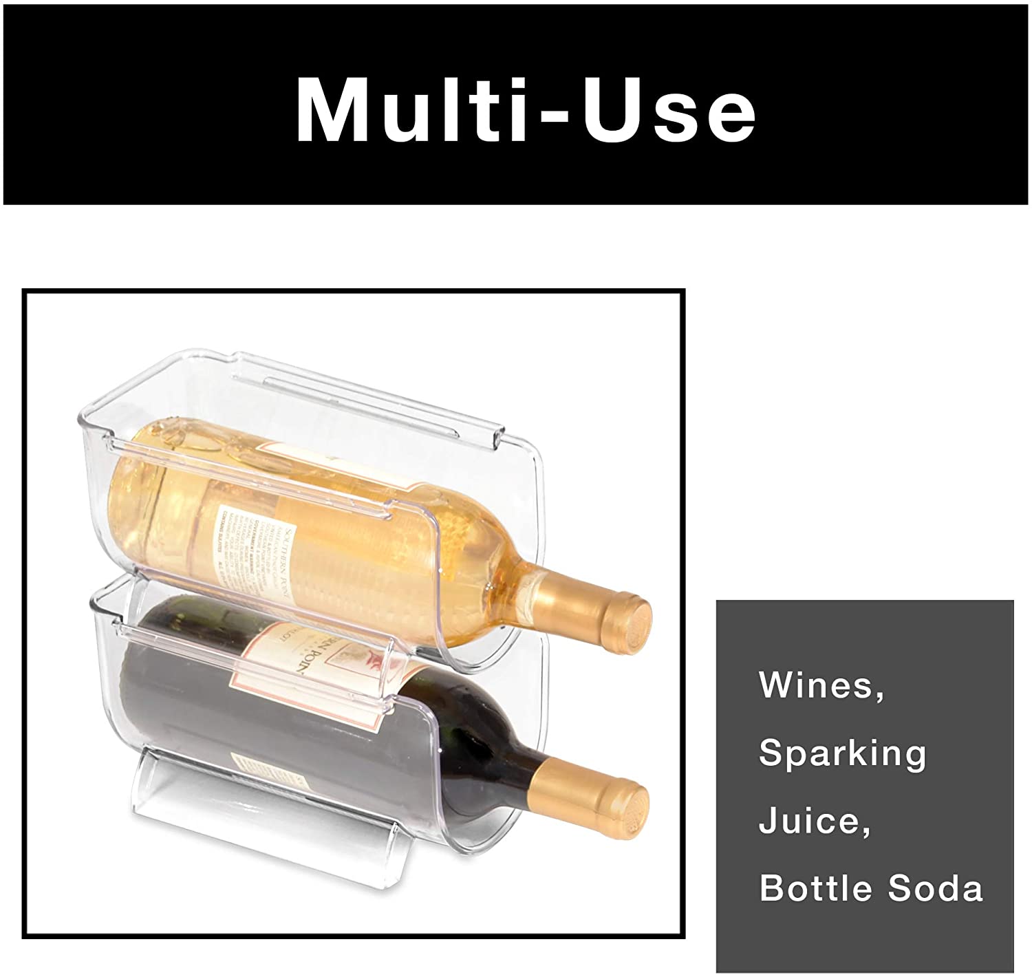 Refrigerator Bottle Holder with Handle - Holds 750 mL - BPA Free