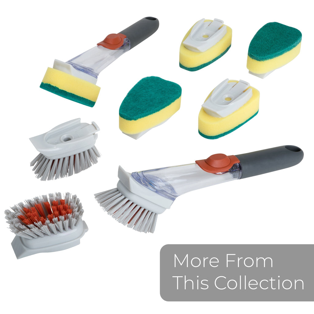 Replacement Non-Scratch Sponge Head with Built-In Scraper for Soap Dispensing Dish Sponge- Set of 2