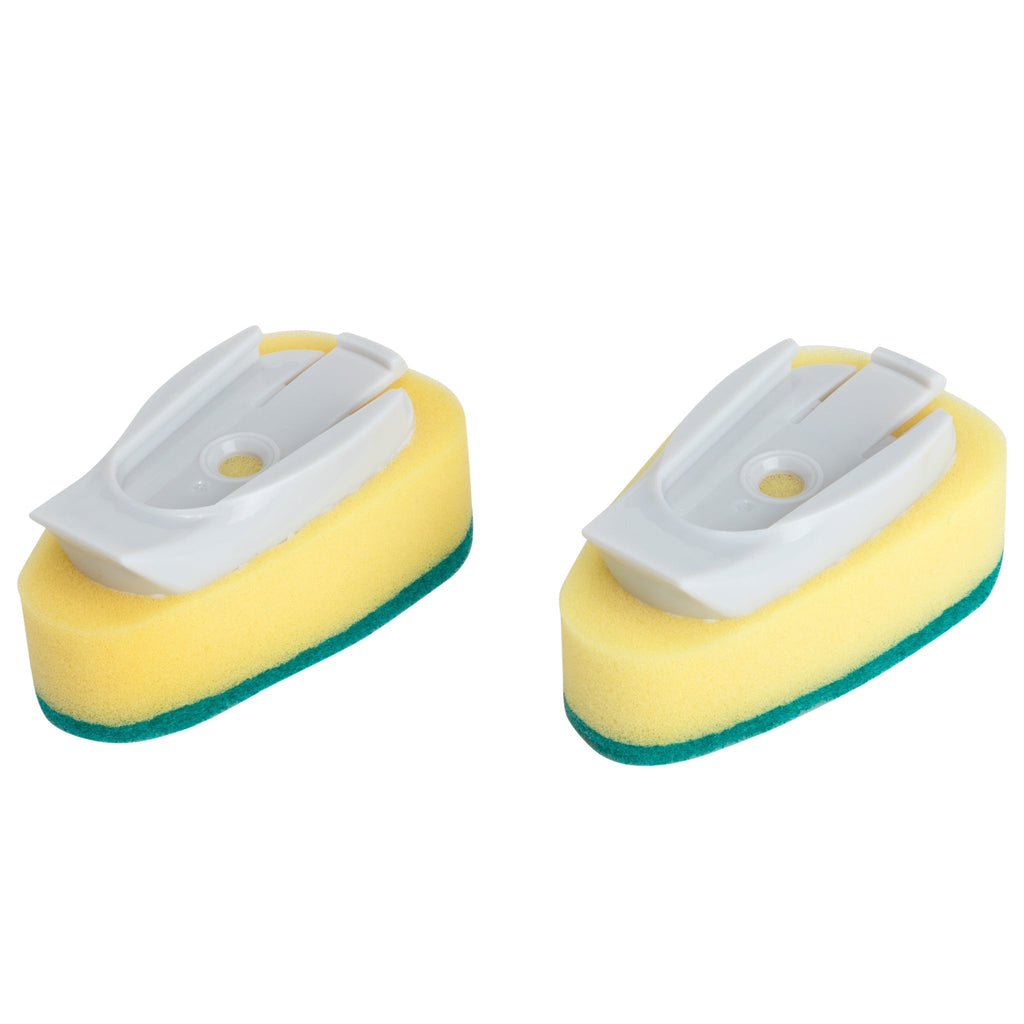 Replacement Non-Scratch Sponge Head with Built-In Scraper for Soap Dispensing Dish Sponge- Set of 2