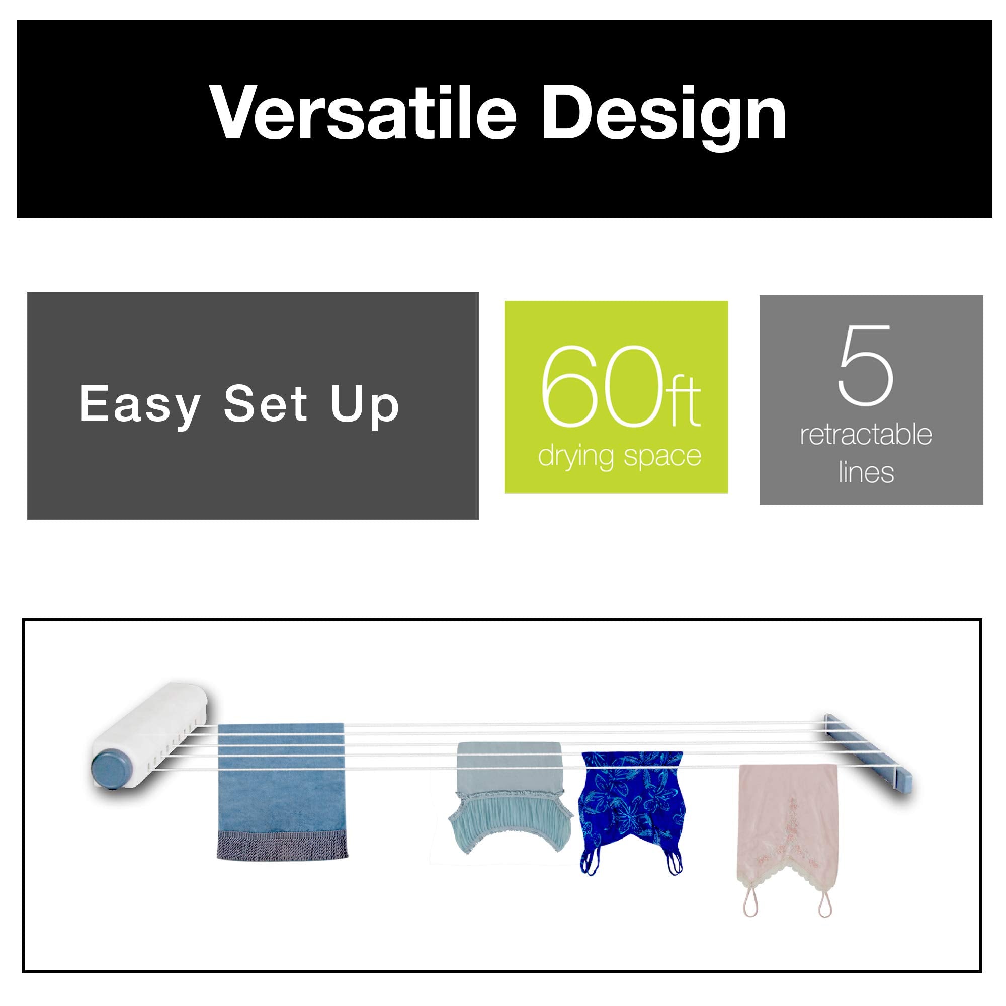 Retractable Clothesline w/Mounting Hardware