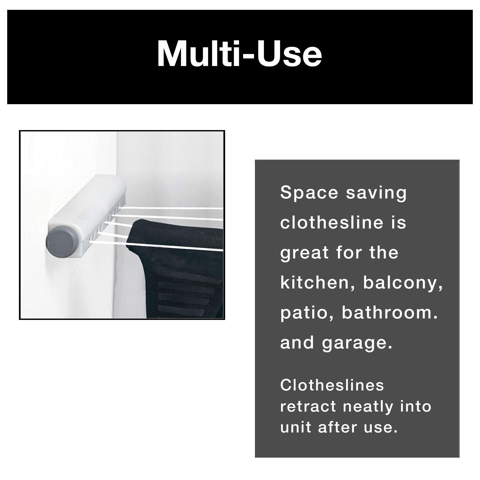 Retractable Clothesline w/Mounting Hardware