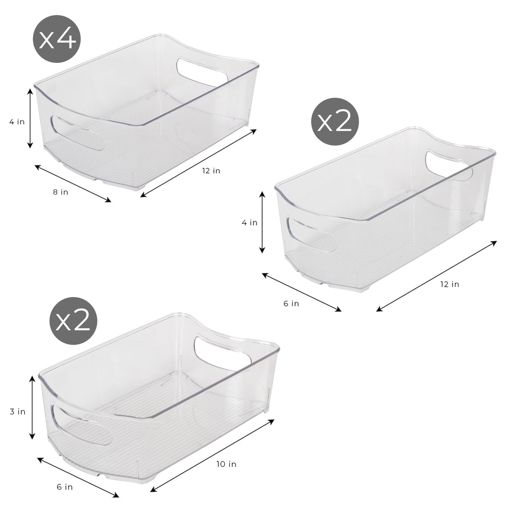 Set of 18 Clear Refrigerator & Freezer Organization Bins