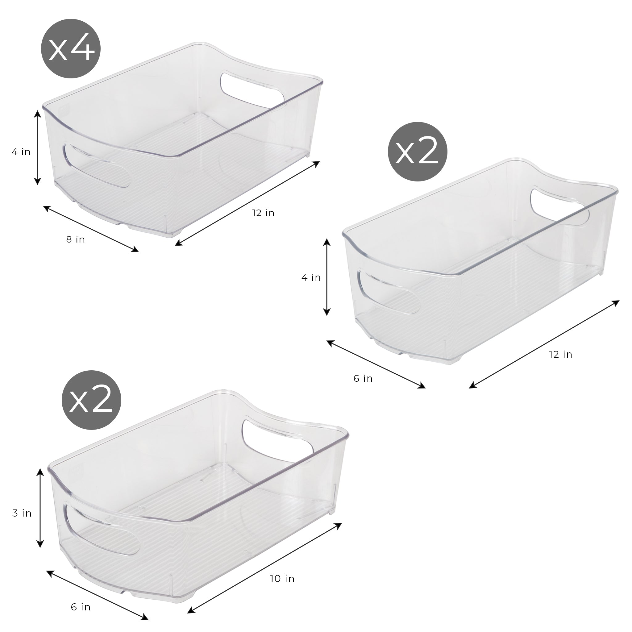 Set of 18 Clear Refrigerator & Freezer Organization Bins
