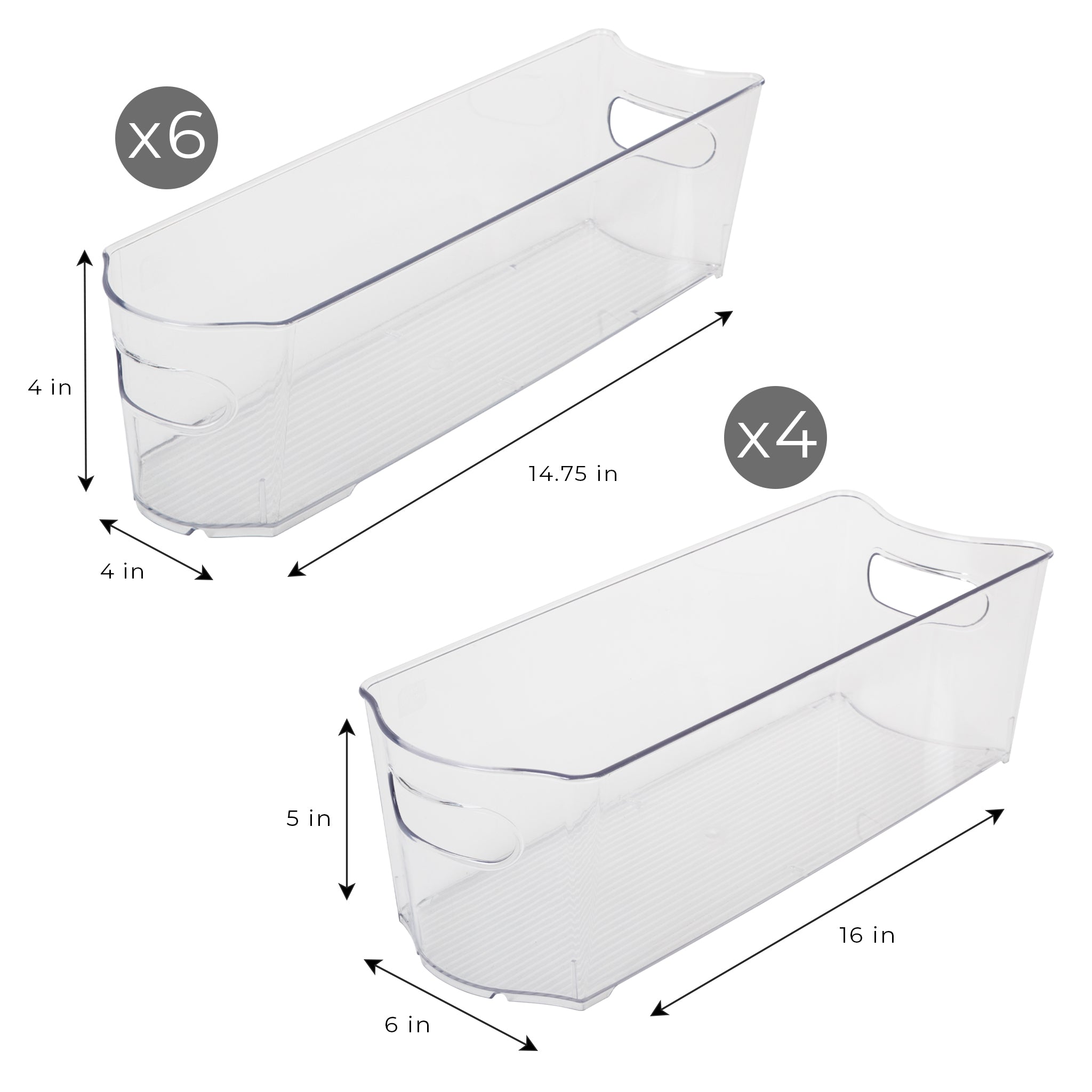 Set of 18 Clear Refrigerator & Freezer Organization Bins