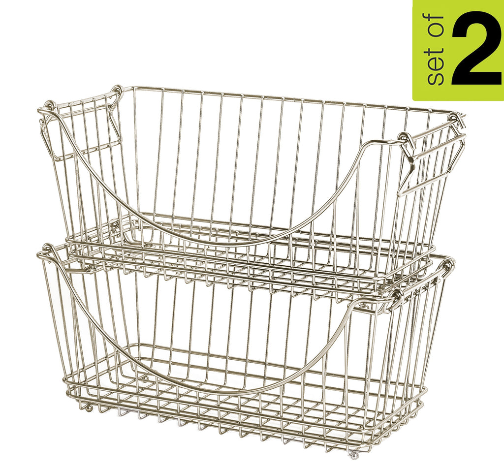 Set of 2 Stacking Baskets MD Satin Nickel Atl SKU