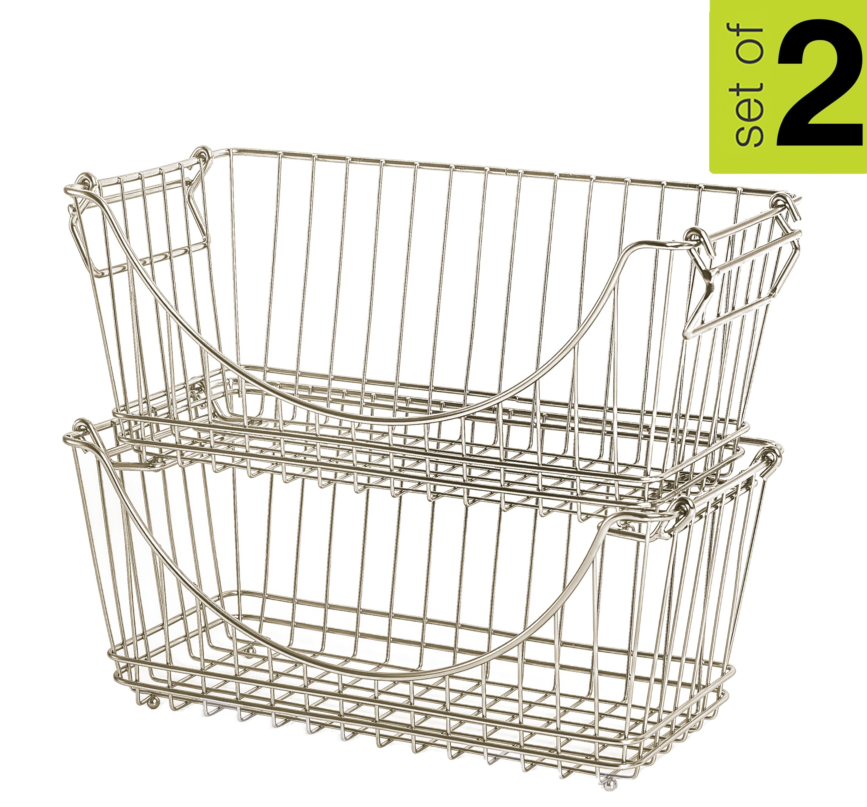 Set of 2 Stacking Baskets MD Satin Nickel Atl SKU