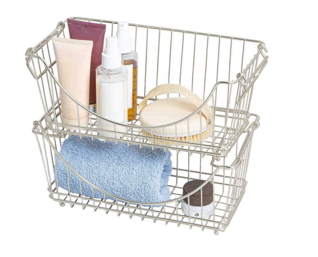 Set of 2 Stacking Baskets MD Satin Nickel Atl SKU