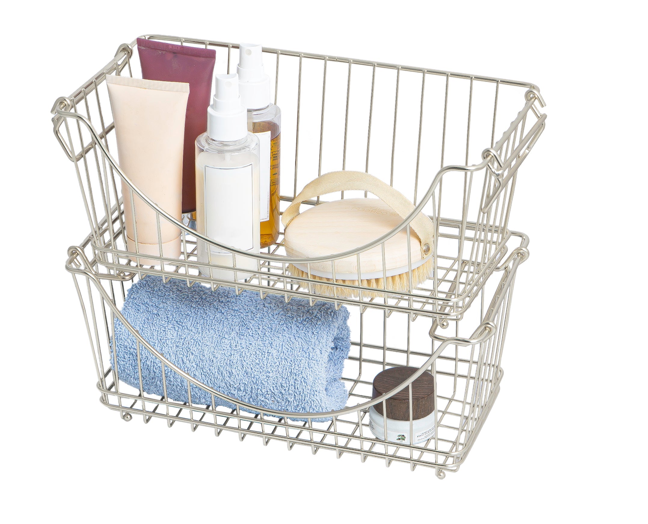 Set of 2 Stacking Baskets MD Satin Nickel Atl SKU