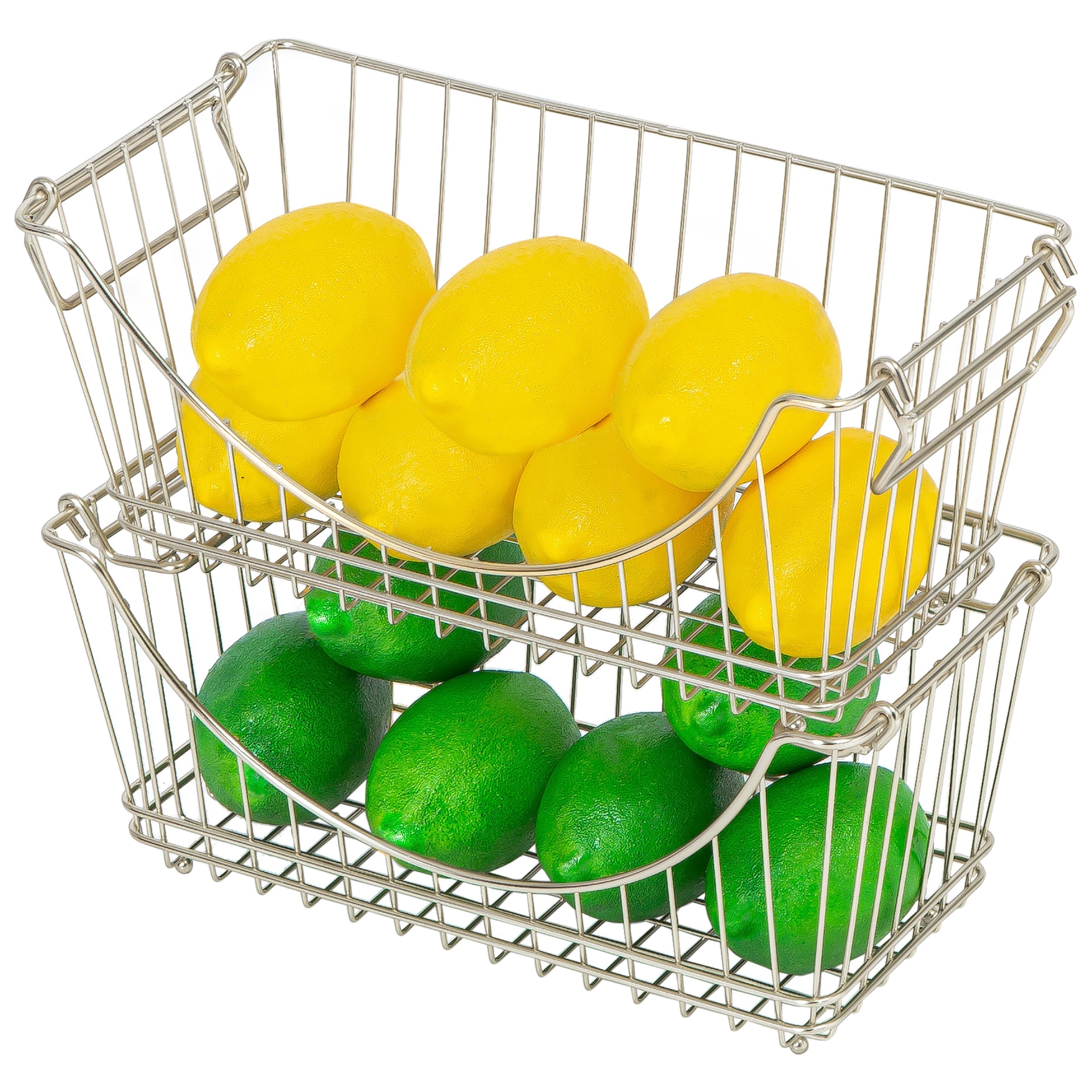 Set of 2 Stacking Baskets MD Satin Nickel Atl SKU