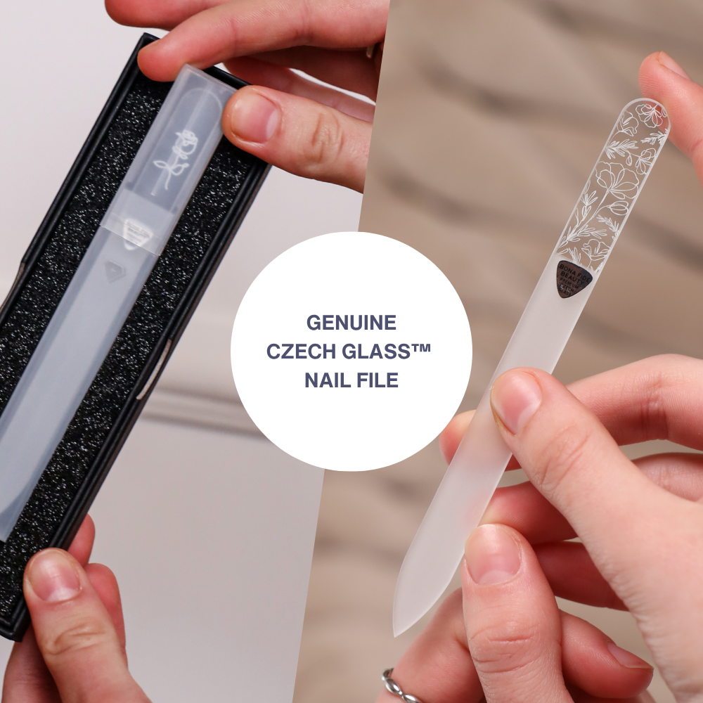 Single Line Art Czech Glass Nail File in Clear