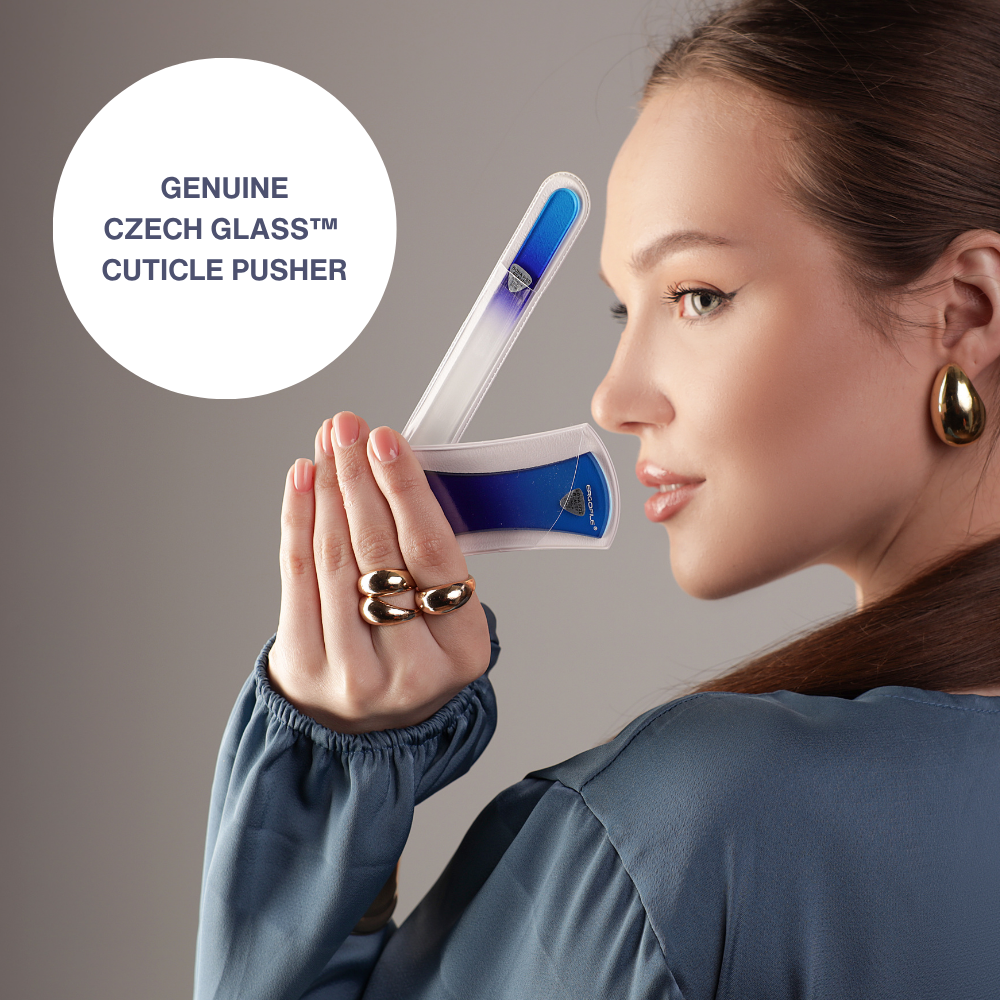 Bow Ergo Czech Glass Nail File Duo Set in Cobalt