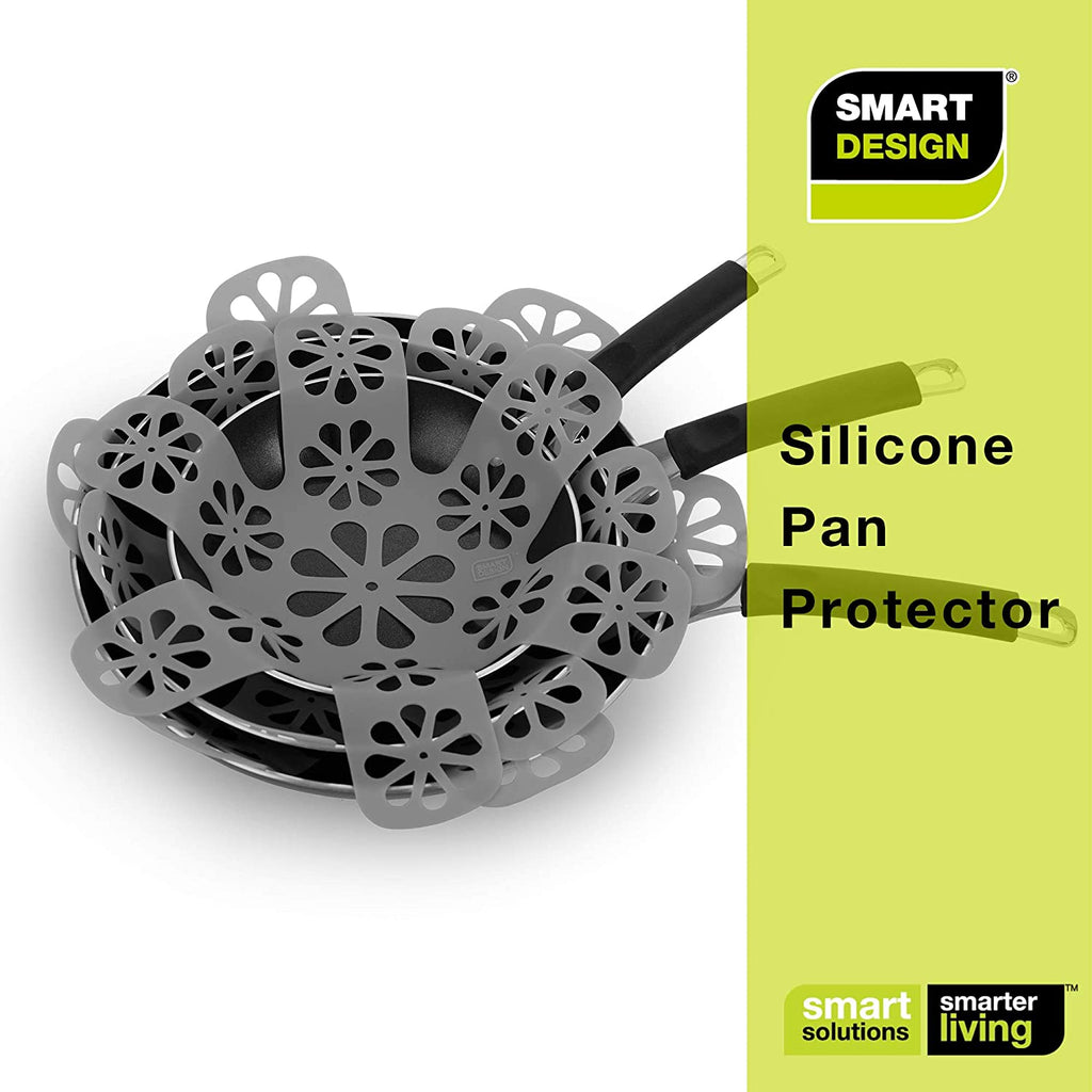 Silicone Pan and Plate Protector Trivet - Set of 2 Pads and Protects Against Scratches and Cracks - 13.75 x 13.75 Inch - Gray