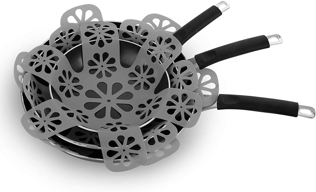 Silicone Pan and Plate Protector Trivet - Set of 2 Pads and Protects Against Scratches and Cracks - 13.75 x 13.75 Inch - Gray