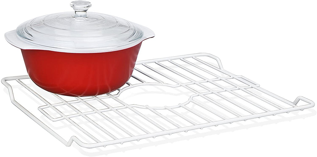 Sink Protector - Large - Steel Wire Frame - Rust Resistant Finish - Protects Sinks from Damages and Scratches - 18.13 x 12.5 Inch - White