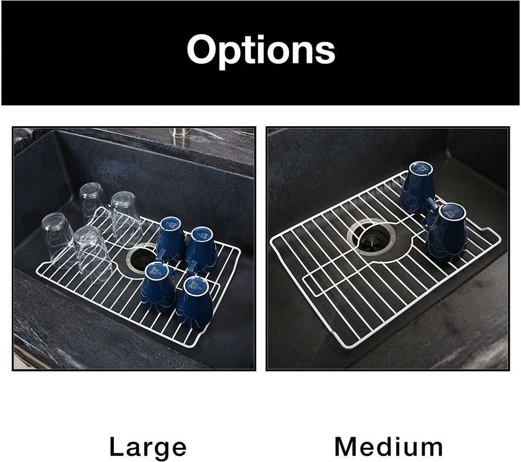 Sink Protector - Large - Steel Wire Frame - Rust Resistant Finish - Protects Sinks from Damages and Scratches - 18.13 x 12.5 Inch - White