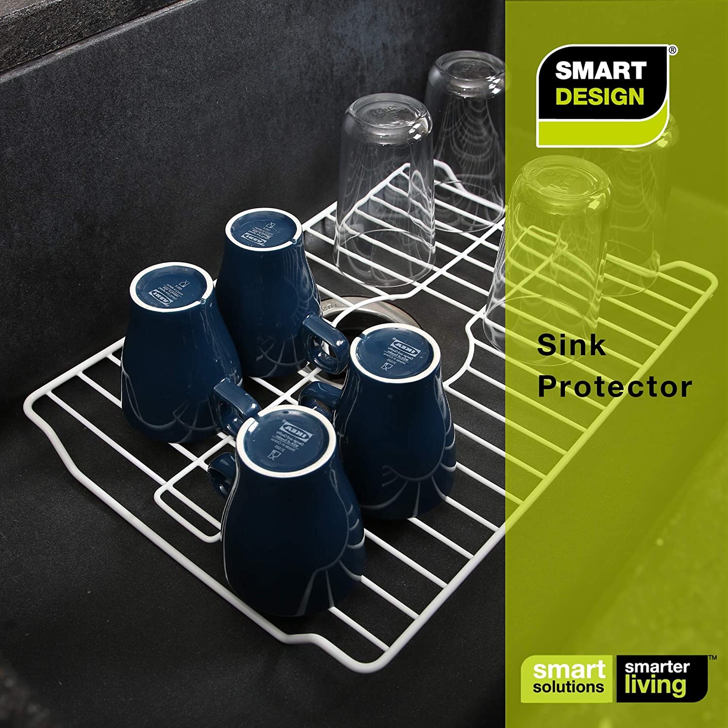 Sink Protector - Large - Steel Wire Frame - Rust Resistant Finish - Protects Sinks from Damages and Scratches - 18.13 x 12.5 Inch - White