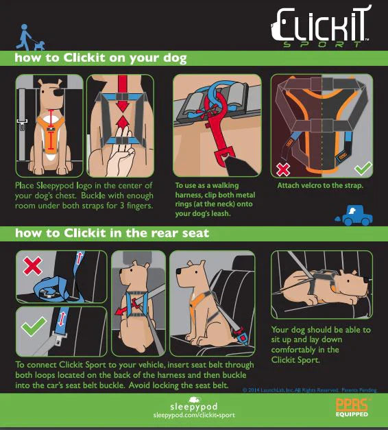 Sleepypod Clickit Sport Plus Crash-Tested Car & Walking Harness