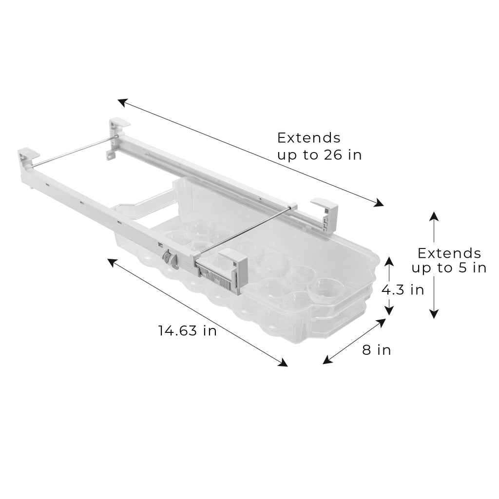 Sliding Egg Drawer with Extendable Rails - Holds 18 Eggs