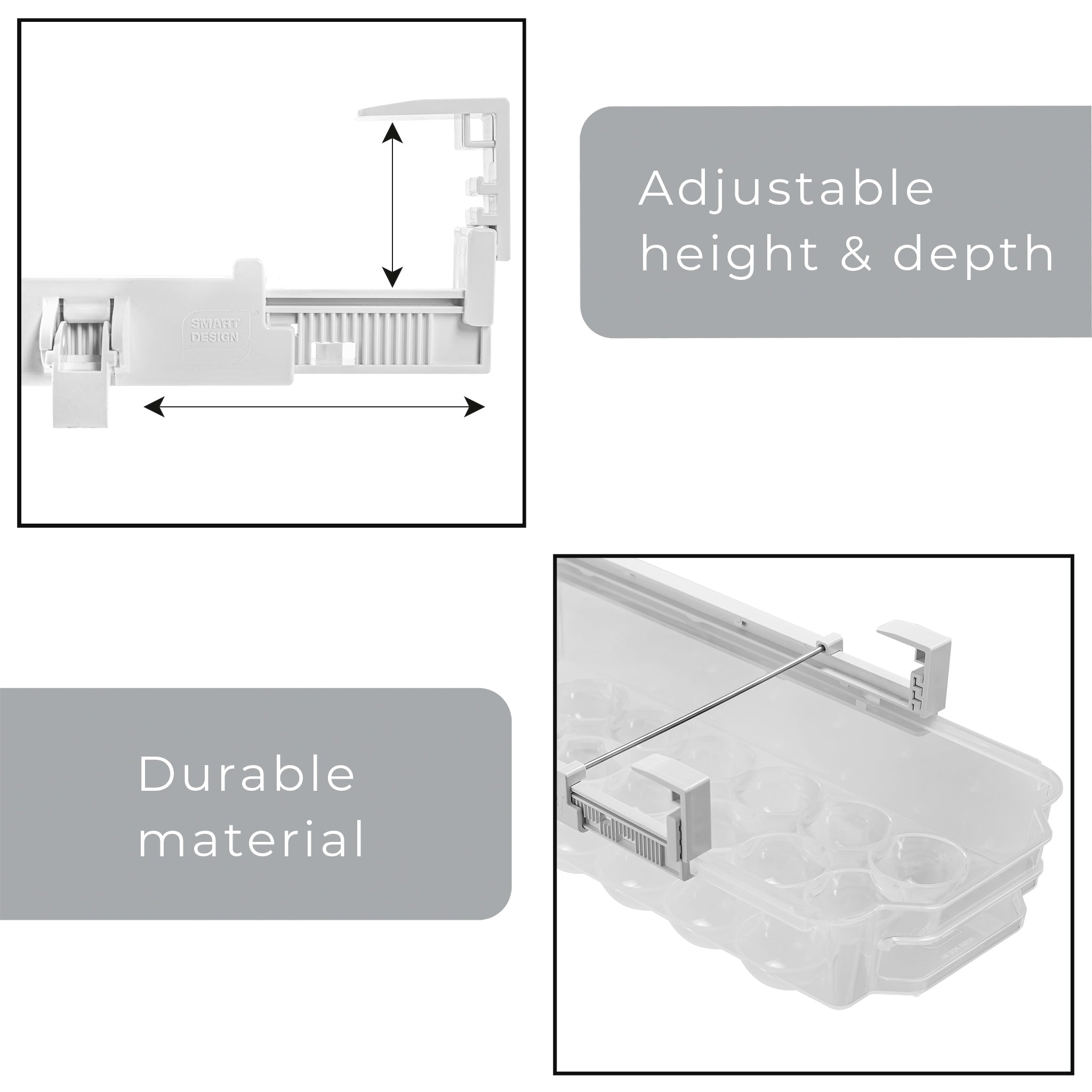 Sliding Egg Drawer with Extendable Rails - Holds 18 Eggs