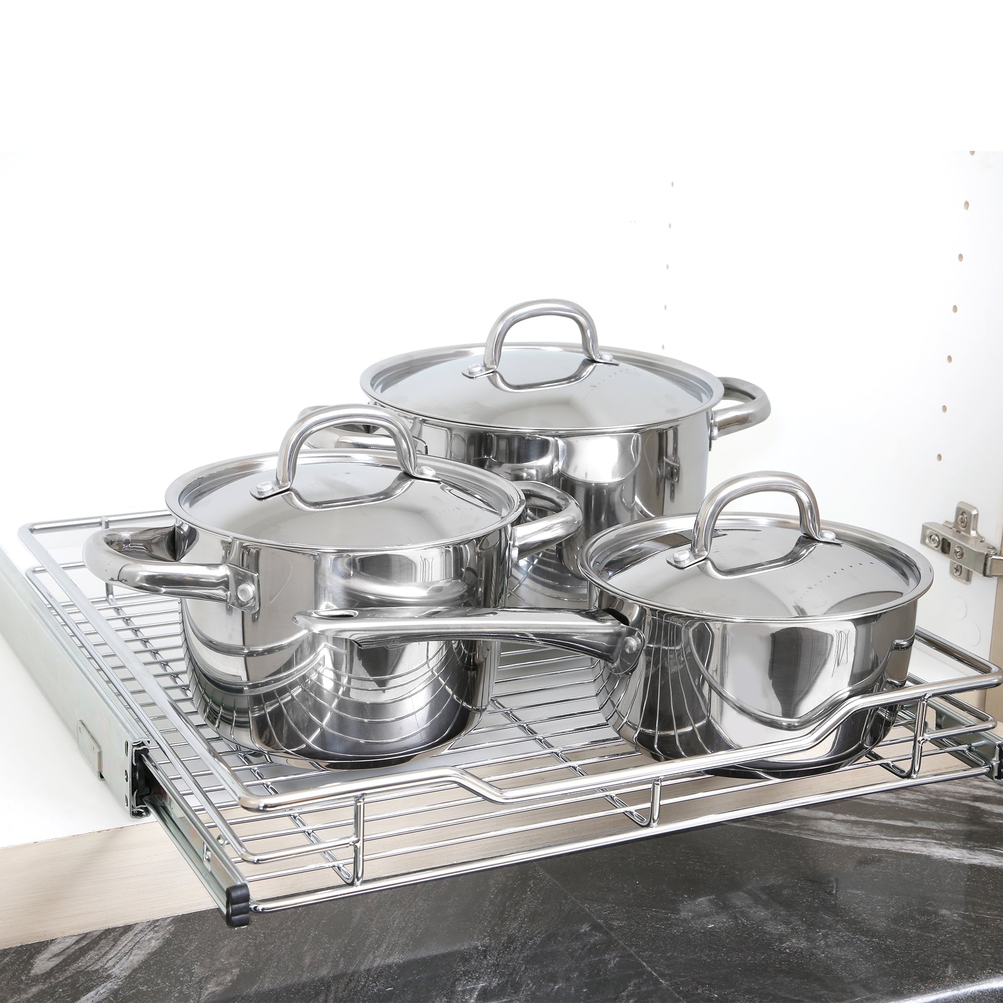Sliding Pull Out Metal Cabinet Shelf - Multiple Sizes