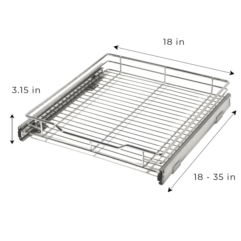 Sliding Pull Out Metal Cabinet Shelf - Multiple Sizes