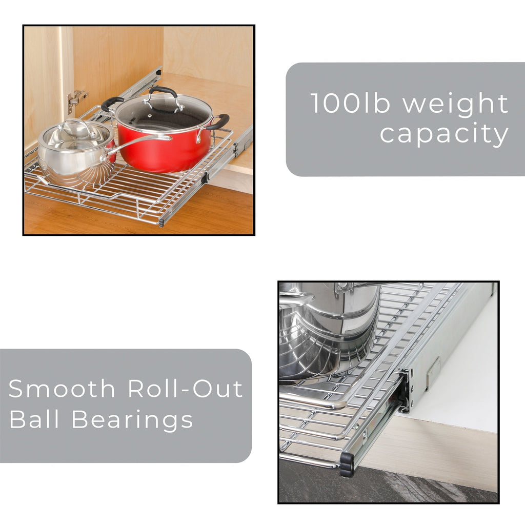 Sliding Pull Out Metal Cabinet Shelf - Multiple Sizes