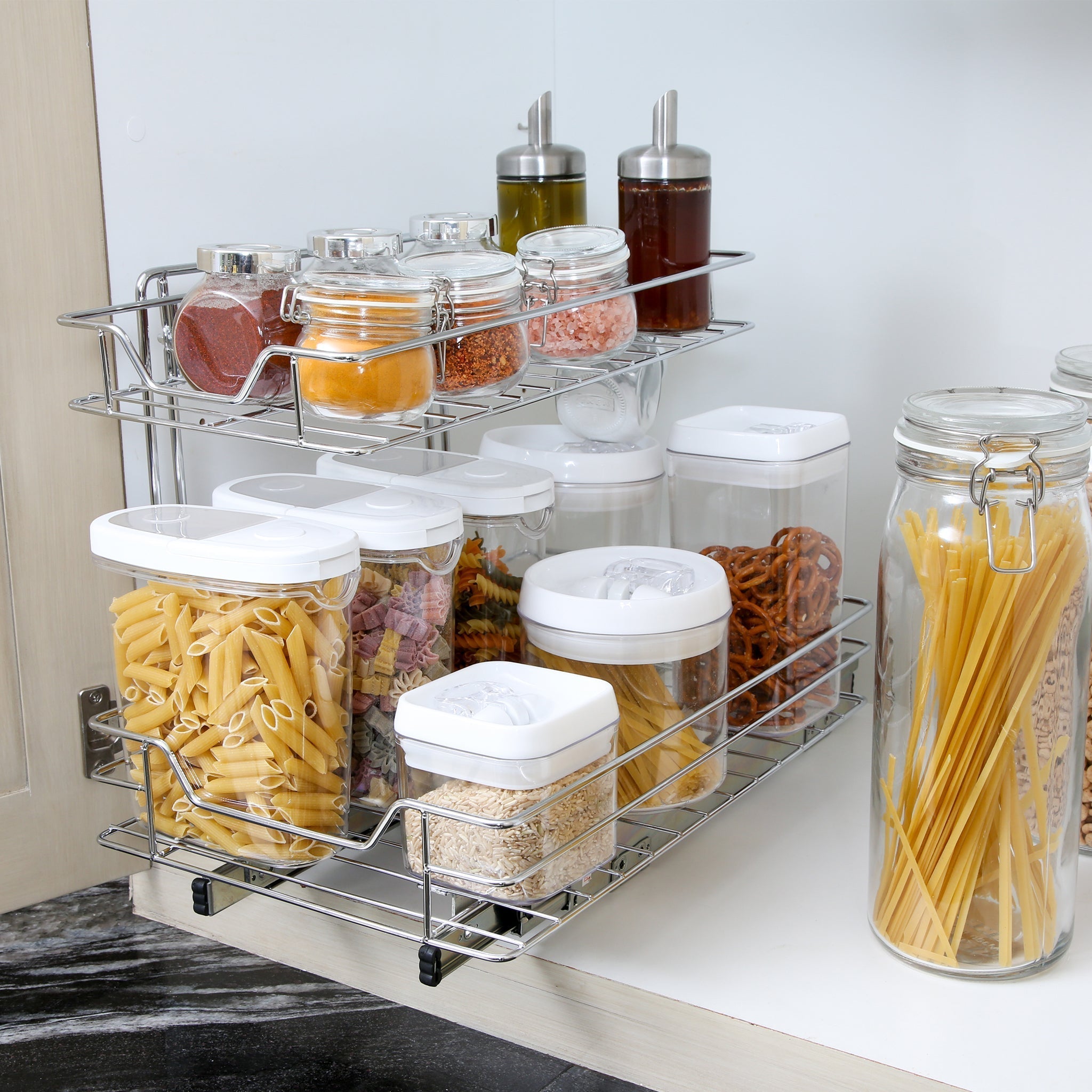 Sliding Pull Out Metal Cabinet Shelf - Multiple Sizes