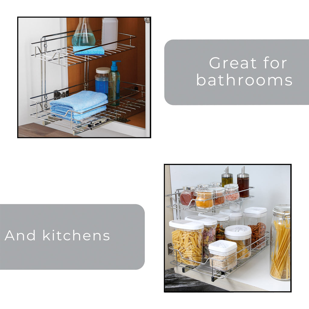 Sliding Pull Out Metal Cabinet Shelf - Multiple Sizes