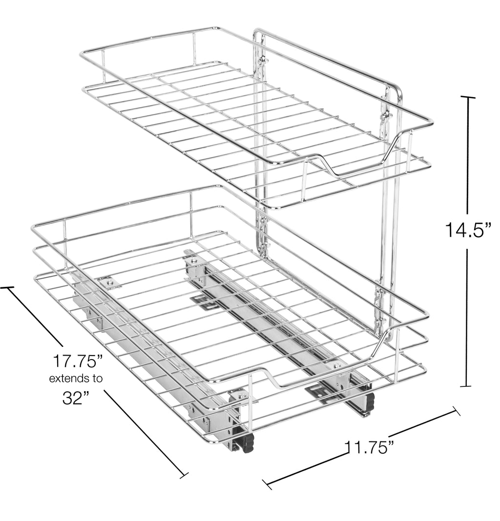 Sliding Pull Out Metal Cabinet Shelf - Multiple Sizes