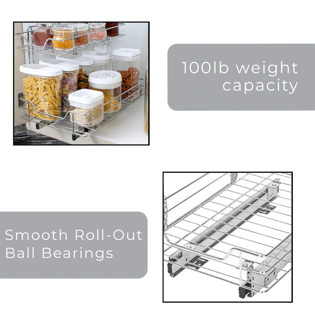 Sliding Pull Out Metal Cabinet Shelf - Multiple Sizes