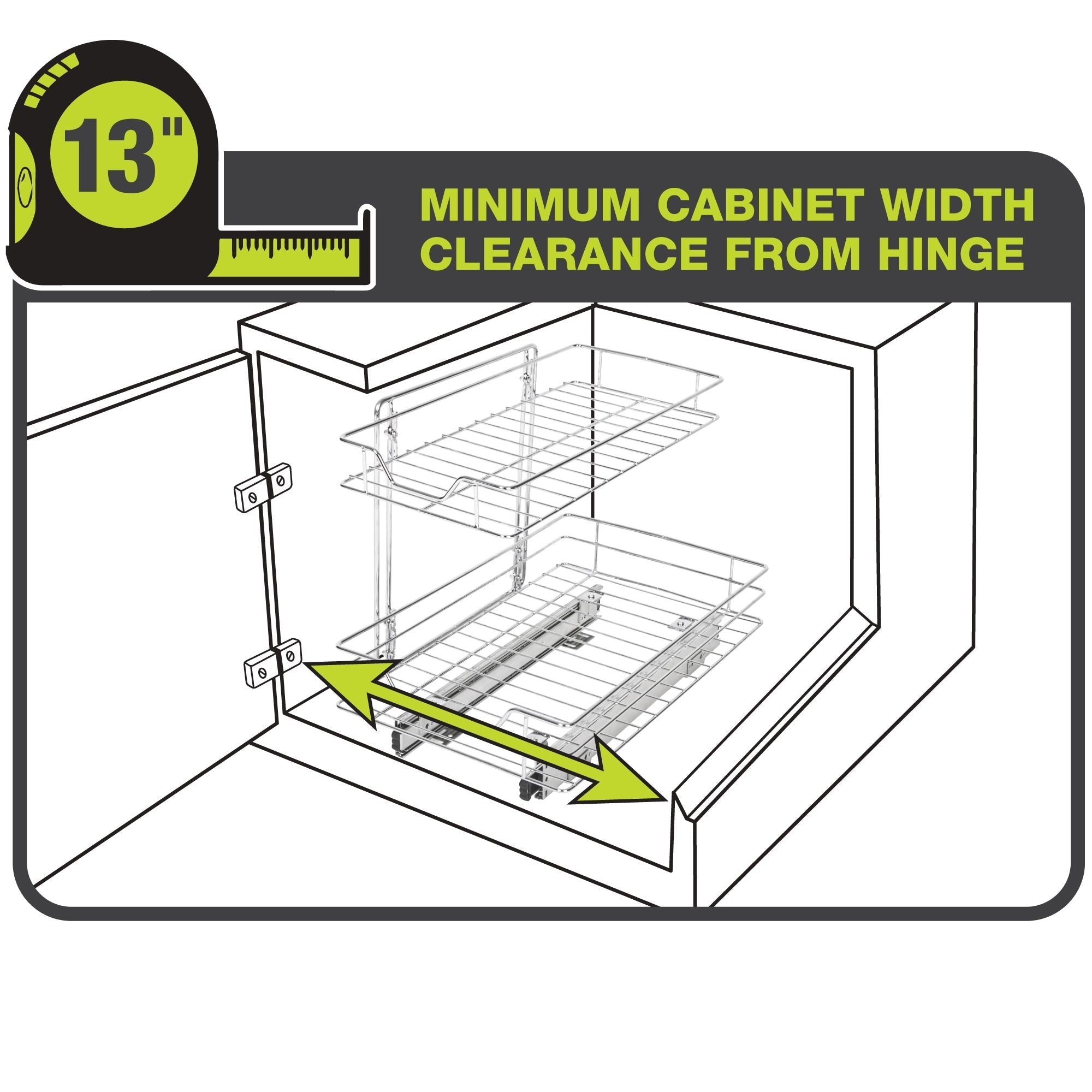 Sliding Pull Out Metal Cabinet Shelf - Multiple Sizes