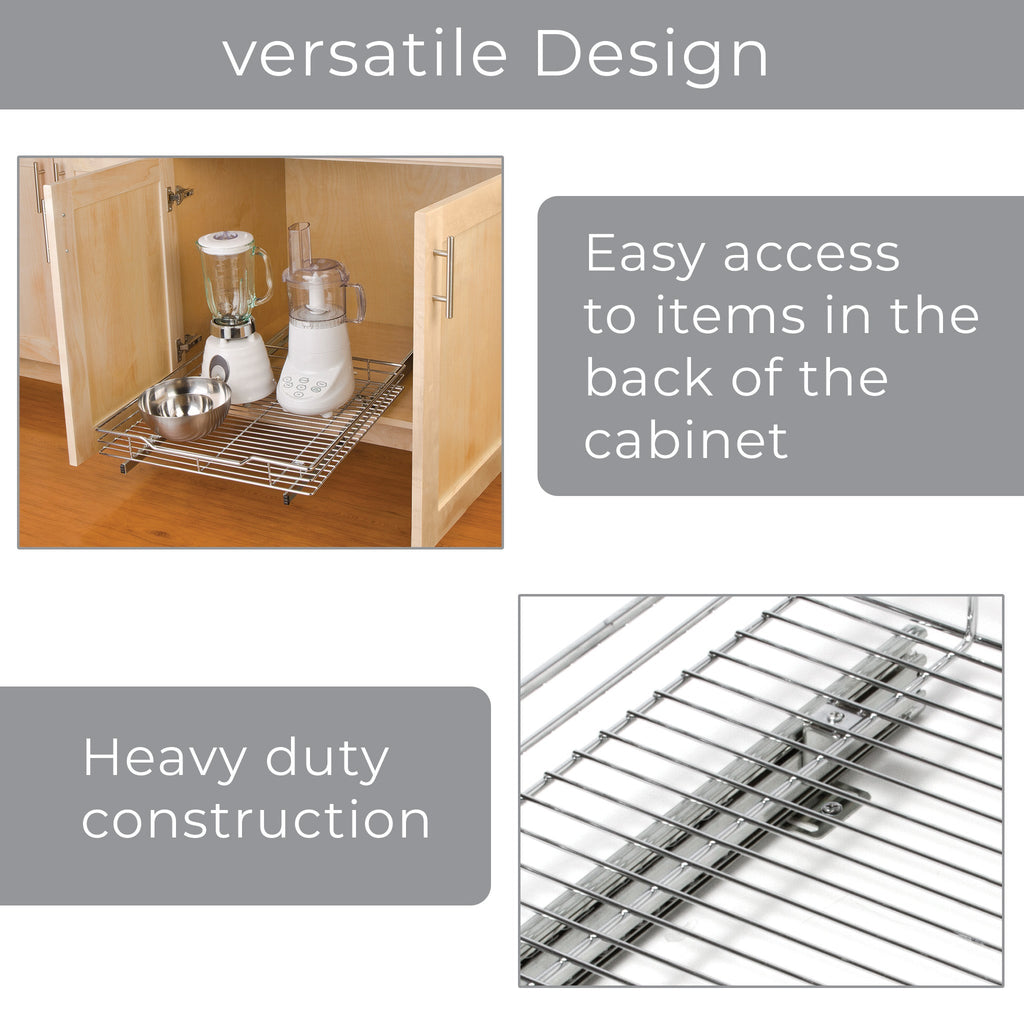 Sliding Pull Out Metal Cabinet Shelf - Multiple Sizes