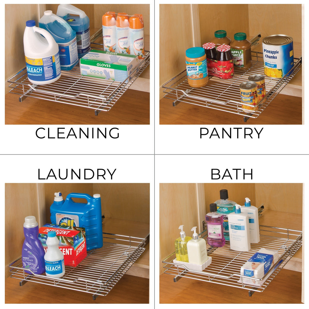 Sliding Pull Out Metal Cabinet Shelf - Multiple Sizes