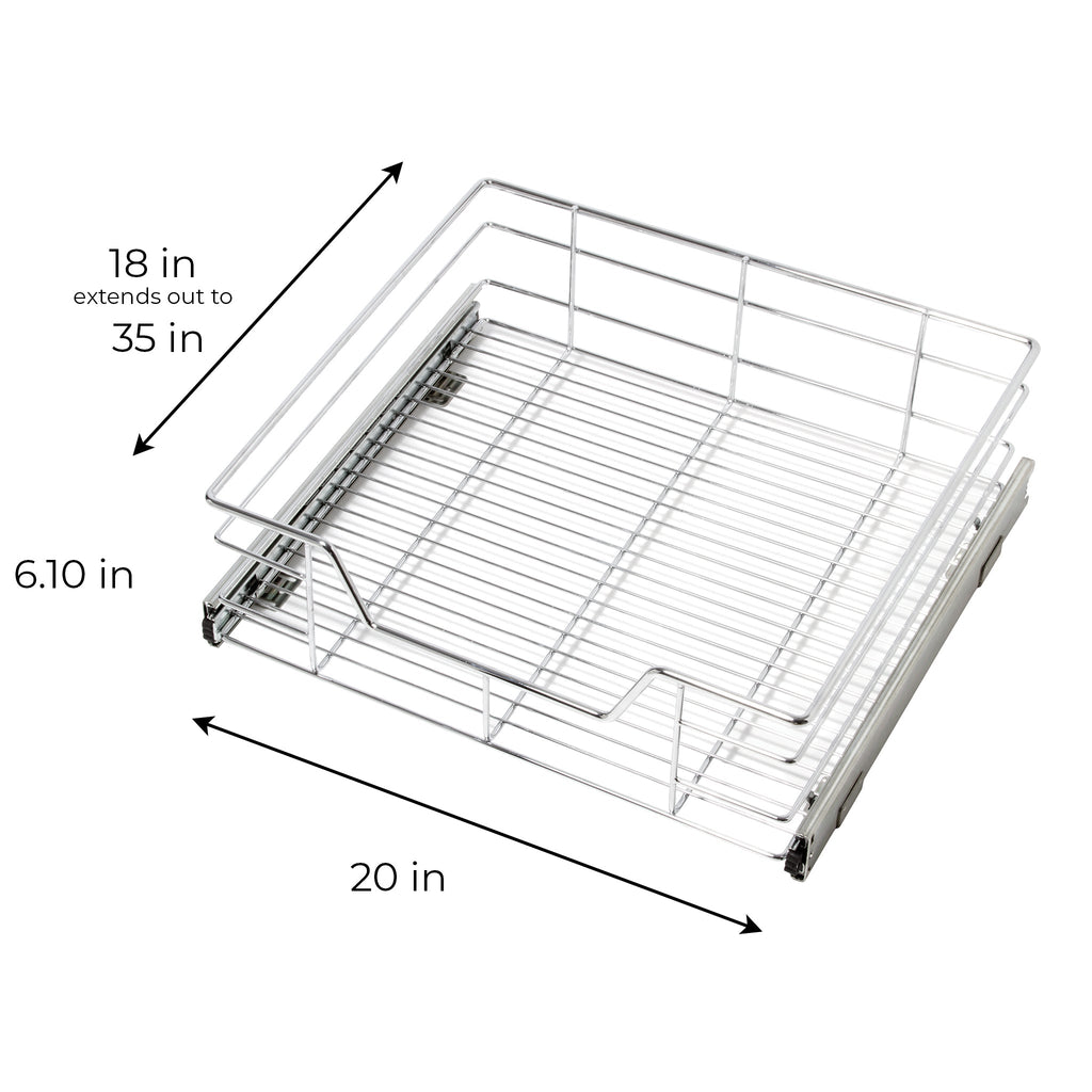 Sliding Pull Out Metal Cabinet Shelf - Multiple Sizes
